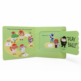 Let's Play Baseball Lift A Flap Board Book, Cottage Door Press, Baseball, Baseball Book, Board Book, Cottage Door Press, EB Baby, EB Boy, EB Boys, EB Girls, Let's Play Baseball Lift A Flap Bo