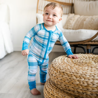 Little Sleepies Blueberry Plaid Convertible Romper/Sleeper, Little Sleepies, Bamboo Pajamas, CM22, Coverall, Footie, Little Sleepies, Little Sleepies Bamboo, Little Sleepies Blueberry Plaid, 