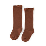 Little Stocking Co Lace Top Knee High Socks - Brownie, Little Stocking Co, cf-size-0-6-months, cf-size-7-10y, cf-type-knee-high-socks, cf-vendor-little-stocking-co, Fall 2021, Little Stocking