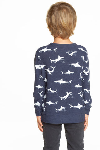 Chaser Happy Sharks Cozy Knit Pullover, Chaser, Boys Clothing, Chaser, Chaser Happy Sharks, Chaser Kids, Chaser Kids Tee, Chaser Shark sweatshirt, Chaser TeeChaser, Els PW 8258, End of Year, 