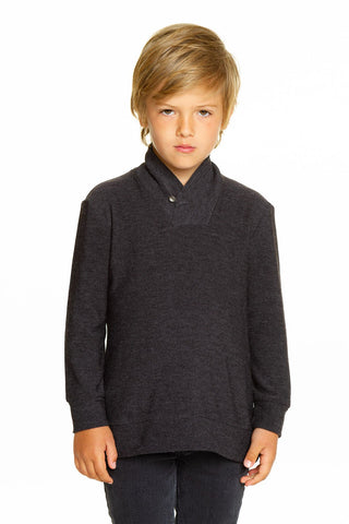 Chaser Boys Cozy Knit Black L/S Shawl Collar Pullover, Chaser, cf-size-4, cf-size-7, cf-type-pullover, cf-vendor-chaser, Chaser, Chaser Boys Cozy Knit Black L/S Shawl Collar Pullover, Chaser 