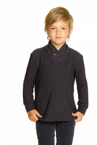 Chaser Boys Cozy Knit Black L/S Shawl Collar Pullover, Chaser, cf-size-4, cf-size-7, cf-type-pullover, cf-vendor-chaser, Chaser, Chaser Boys Cozy Knit Black L/S Shawl Collar Pullover, Chaser 