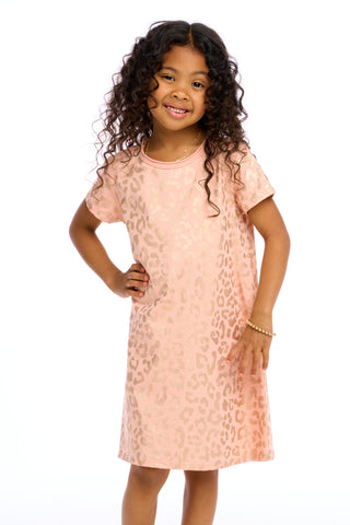 Chaser Leopard Foil Rose Gold S/S Dress, Chaser, cf-size-4, cf-type-dress, cf-vendor-chaser, Chaser, Chaser Dress, Chaser Dresses, Dress, JAN23, Leopard Dress, Leopard Foil Rose Gold S/S Dres