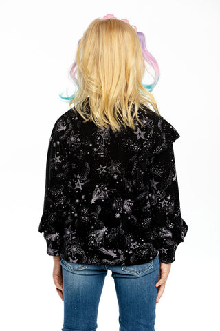 Chaser Mystical Star Print Ruffle Knit Pullover, Chaser, cf-size-12, cf-size-3, cf-size-5, cf-size-6, cf-size-8, cf-type-pullover, cf-vendor-chaser, Chaser, Chaser Kids, Chaser L/S Tee, Chase