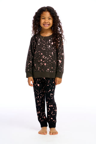 Chaser Rose Gold Foil Splatter Knit Pants, Chaser, cf-size-10, cf-size-4, cf-type-pants, cf-vendor-chaser, Chaser, Chaser Cozy Knit, Chaser Joggers, Chaser Kids, Chaser Pants, Chaser Rose Gol