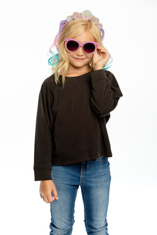 Chaser Union Black Recycled Vintage Batwing Cropped L/S Raglan, Chaser, cf-size-4, cf-size-6, cf-type-pullover, cf-vendor-chaser, Chaser, Chaser Kids, Chaser L/S Tee, Chaser Recycled Vintage 