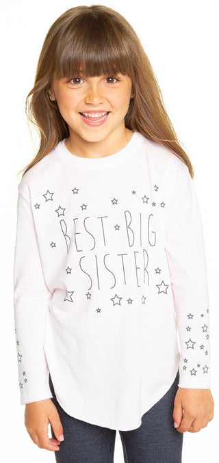 Chaser Best Big Sister Vintage Jersey L/S Tee, Chaser, Big Sis, Big Sisier Tee, Big Sister, Big Sister Tee, Chaser, Chaser Best Big Sister Vintage Jersey L/S Tee, Chaser Bib Sis Star Long Sle