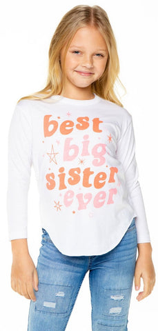 Chaser Best Big Sis Vintage Jersey L/S Tee, Chaser, Big Sis, Big Sisier Tee, Big Sister, Big Sister Tee, Chaser, Chaser Best Big Sis Vintage Jersey L/S Tee, Chaser Best Big Sister Ever L/S Te