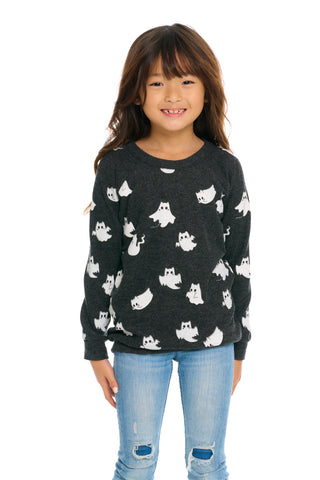 Chaser Kitty Ghosts Sweatshirt, Chaser, cf-size-12, cf-type-shirts-&-tops, cf-vendor-chaser, Chaser, Chaser Halloween, Chaser Halloween Sweatshirt, Chaser Kids, Chaser Kids Tee, Chaser Kitty 