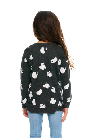 Chaser Kitty Ghosts Sweatshirt, Chaser, cf-size-12, cf-type-shirts-&-tops, cf-vendor-chaser, Chaser, Chaser Halloween, Chaser Halloween Sweatshirt, Chaser Kids, Chaser Kids Tee, Chaser Kitty 