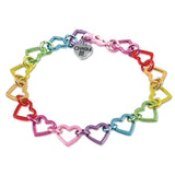 Charm It! Rainbow Heart Chain Link Bracelet, Charm It!, Bracelet, cf-type-necklaces, cf-vendor-charm-it, Charm Bracelet, Charm It!, Charm It! Bracelet, Charm It! Rainbow Heart Chain Link Brac