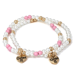 Charm It! Gold Pearl Stretch Bead Bracelet Set, Charm It!, Bracelet, cf-type-bracelets, cf-vendor-charm-it, Charm Bracelet, Charm It!, Charm It! Bracelet, Charm It! Gold Pearl Stretch Bead Br