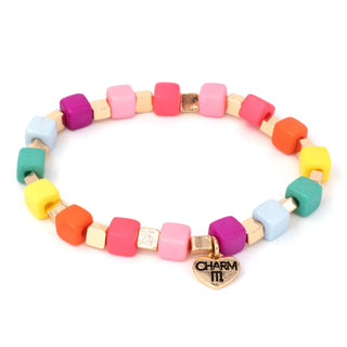 Charm It! Gold Multi Cube Stretch Bead Bracelet, Charm It!, Bracelet, cf-type-bracelets, cf-vendor-charm-it, Charm Bracelet, Charm It!, Charm It! Bracelet, Gold Friends, High Intencity, Stock