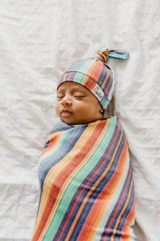 Copper Pearl Serape Top Knot Hat, Copper Pearl, All Things Holiday, Baby Hat, Copper Pearl Hat, Copper PEarl Hats, Copper Pearl Top Knot Hat, Serape, Top Knot Hat, Hat - Basically Bows & Bowt