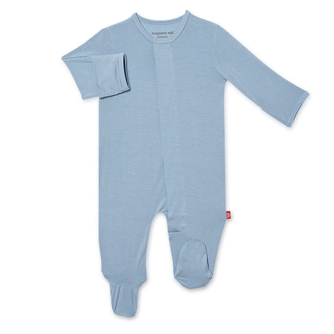 Magnetic Me Cool Blue Solid Modal Magnetic Footie, Magnificent Baby, Footie, JAN23, Magentic Me, Magnetic Footie, Magnetic Me by Magnificent Baby, Magnetic Me Cool Blue Solid, Magnetic Me Coo