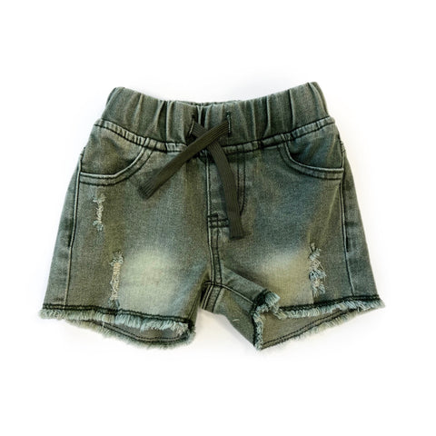 Little Bipsy Cut Off Denim Shorts - Green Wash, Little Bipsy Collection, Baja Collection, cf-size-0-3-months, cf-size-12-18-months, cf-size-5t-6t, cf-size-6-12-months, cf-type-shorts, cf-vend