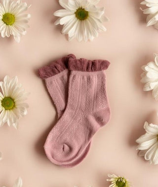 Little Stocking Co Ruffle Anklet Socks-Mauve Two Tone, Little Stocking Co, Anklet Socks, Cyber Monday, Little Stocking Co, Little Stocking Co Mauve Two Tone Ruffle Anklet Socks, Little Stocki