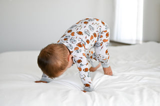Dream Big Little Co Electric Touchdownz Dream Romper, Dream Big Little Co, DBLC, Dream Big Little Co, Dream Big Little Co Romper, Electric Touchdownz, Football, JAN23, Pajamas - Basically Bow