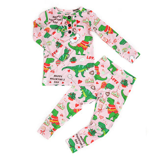 Gigi and Max Val Pink Dino Ruffle 2pc Set, Gigi and Max, 2pc Pajama Set, Bamboo Pajama, Bamboo Pajamas, cf-size-10-12, cf-size-24-months, cf-size-8, cf-type-pajama-set, cf-vendor-gigi-and-max