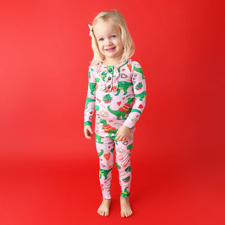 Gigi and Max Val Pink Dino Ruffle 2pc Set, Gigi and Max, 2pc Pajama Set, Bamboo Pajama, Bamboo Pajamas, cf-size-10-12, cf-size-24-months, cf-size-8, cf-type-pajama-set, cf-vendor-gigi-and-max
