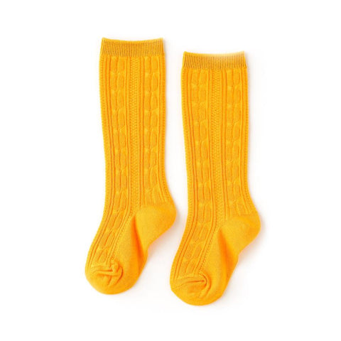 Little Stocking Co Knee High Socks - Dandelion / Yellow, Little Stocking Co, Cable Knit Knee High, Cable Knit Knee High Socks, cf-size-0-6-months, cf-size-1-5-3y, cf-size-4-6y, cf-size-6-18-m