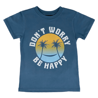 Tiny Whales Don't Worry Be Happy Faded Navy S/S Tee, Tiny Whales, Boys Clothing, cf-size-10y, cf-size-6y, cf-type-shirt, cf-vendor-tiny-whales, CM22, Don't Worry Be Happy, Made in the USA, No
