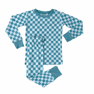 In My Jammers Teal Checkerboard L/S 2pc PJ Set, In My Jammers, Bamboo, Bamboo Pajamas, cf-size-5t, cf-type-pajamas, cf-vendor-in-my-jammers, CM22, In My Jammers, In My Jammers L/S 2pc PJ Set,