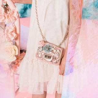 Dear Ellie Mini Metallic Handbag with Flowers - Rose Gold, Dear Ellie, Dear Ellie, Dear Ellie Gold, Dear Ellie Handbag, Dear Ellie Mini Metallic Handbag with Flowers, Dear Ellie Mini Metallic