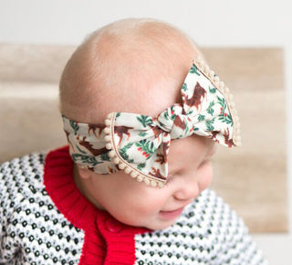 Baby Bling Reindeer w/Pom Trimmed Printed Knot Headband, Baby Bling, All Things Holiday, Baby Bling, Baby Bling Bows, Baby bling Christmas Headband, Baby Bling Headband, Baby Bling Headbands,