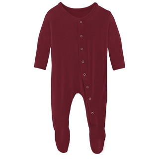 KicKee Pants Solid Wild Strawberry Footie with Snaps, KicKee Pants, CM22, Footie, KicKee, KicKee Footie, KicKee Pants, KicKee Pants First Day of School, KicKee Pants Footie, KicKee Pants Foot