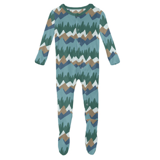 KicKee Pants Glacier Mountains Footie with Snaps, KicKee Pants, CM22, Footie, Glacier Mountains, KicKee, KicKee Footie, KicKee Pants, KicKee Pants Footie, KP Road Trip, Footie - Basically Bow