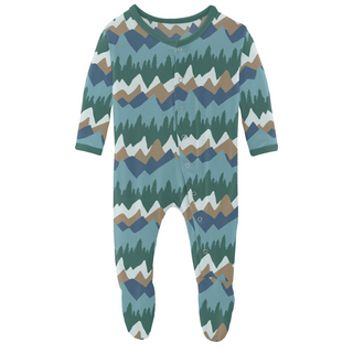 KicKee Pants Glacier Mountains Footie with Snaps, KicKee Pants, CM22, Footie, Glacier Mountains, KicKee, KicKee Footie, KicKee Pants, KicKee Pants Footie, KP Road Trip, Footie - Basically Bow