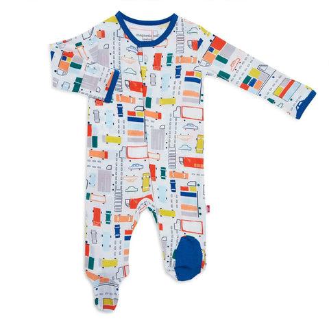 Magnetic Me Traffic Jammie Modal Magnetic Footie, Magnificent Baby, Aloe, Baby Shower, Baby Shower Gift, cf-size-0-3-months, cf-size-3-6-months, cf-size-6-9-months, cf-size-newborn, cf-type-f