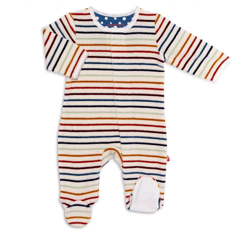 Magnetic Me Multi Stripe Velour Magnetic Footie, Magnificent Baby, Baby, Baby Clothing, Baby Shower, Baby Shower Gift, cf-size-0-3-months, cf-type-footie, cf-vendor-magnificent-baby, Footie, 