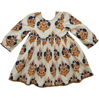 Pink Chicken Navy Gold Flower Girls Amma Dress, Pink Chicken, Amma Dress, Big Girls Clothing, cf-size-2y, cf-size-5y, cf-size-7y, cf-type-dress, cf-vendor-pink-chicken, Dress, Dress for Girls