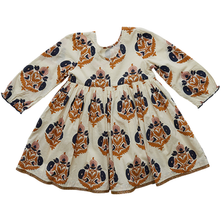 Pink Chicken Navy Gold Flower Girls Amma Dress, Pink Chicken, Amma Dress, Big Girls Clothing, cf-size-2y, cf-size-5y, cf-size-7y, cf-type-dress, cf-vendor-pink-chicken, Dress, Dress for Girls