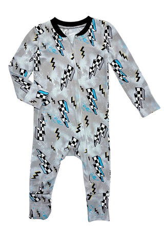 Esme Thunder Infant Flip Footie, Esme, Esme, Esme Footie, Esme Pajamas, Esme Sleepwear, Footie, Footie with Zipper, girls pajamas, Lightning Bolt, Made in the USA, Pajama, Pajamas, Thunder, P