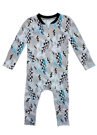 Esme Thunder Infant Flip Footie, Esme, Esme, Esme Footie, Esme Pajamas, Esme Sleepwear, Footie, Footie with Zipper, girls pajamas, Lightning Bolt, Made in the USA, Pajama, Pajamas, Thunder, P