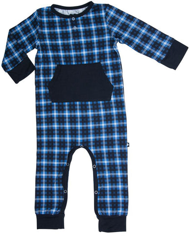 Sweet Bamboo Blue Plaid Romper, Sweet Bamboo, Blue Palid Romper, Romper, Sweet Bamboo, Sweet Bamboo Coverall, Sweet Bamboo Pajamas, Sweet Bamboo Romper, Romper - Basically Bows & Bowties