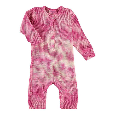 Paige Lauren Thermal Henley Coverall - Pink Tie Dye, Paige Lauren, cf-size-12-18-months, cf-size-6-9-months, cf-vendor-paige-lauren, Paige Lauren, Paige Lauren Pink Tie Dye, Paige Lauren Ther
