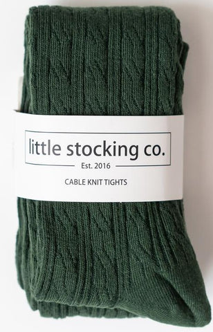 Little Stocking Co Cable Knit Tights - Forest Green, Little Stocking Co, Cable Knit Tights, Little Stocking Co, Little Stocking Co Cable Knit Tights, Little Stocking Co Fall 2020, Little Stoc