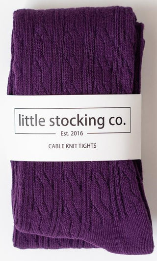 Little Stocking Co Cable Knit Tights - Plum, Little Stocking Co, Cable Knit Tights, cf-size-0-6-months, cf-size-3-4y, cf-size-6-12-months, cf-type-tights, cf-vendor-little-stocking-co, Little