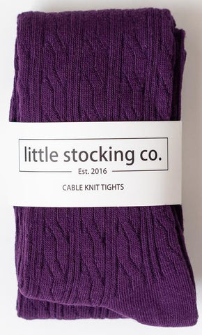 Little Stocking Co Cable Knit Tights - Plum, Little Stocking Co, Cable Knit Tights, cf-size-0-6-months, cf-size-3-4y, cf-size-6-12-months, cf-type-tights, cf-vendor-little-stocking-co, Little