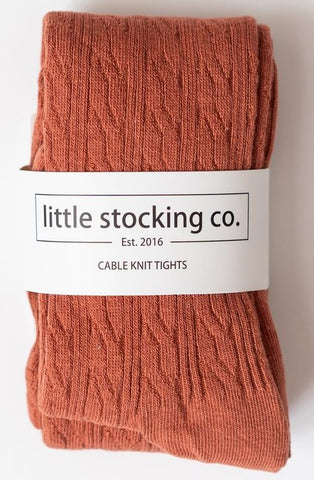 Little Stocking Co Cable Knit Tights - Rust, Little Stocking Co, Cable Knit Tights, cf-size-0-6-months, cf-size-1-2y, cf-size-6-12-months, cf-type-tights, cf-vendor-little-stocking-co, Little