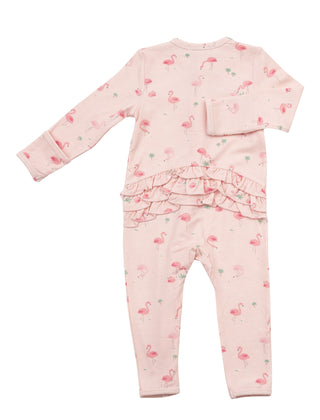 Angel Dear Flamingos Ruffle Front Bamboo Romper, Angel Dear, angel Dear, Angel Dear Flamingos, Angel Dear Flamingos Ruffle Front Bamboo Romper, Angel Dear Romper, Angel Dear Ruffle Front Romp