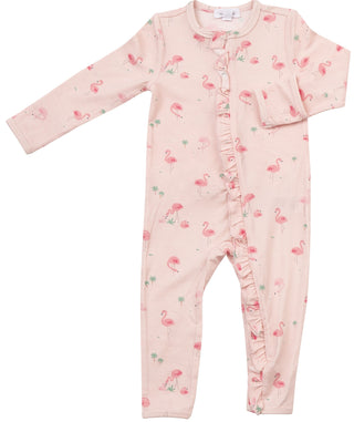 Angel Dear Flamingos Ruffle Front Bamboo Romper, Angel Dear, angel Dear, Angel Dear Flamingos, Angel Dear Flamingos Ruffle Front Bamboo Romper, Angel Dear Romper, Angel Dear Ruffle Front Romp