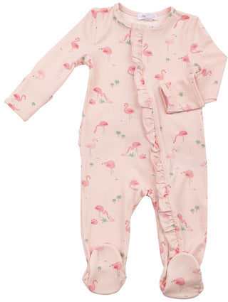 Angel Dear Flamingos Ruffle Front Zipper Footie, Angel Dear, angel Dear, Angel Dear Flamingos, Angel Dear Flamingos Ruffle Front Zipper Footie, Angel dear Footie, Angel Dear Ruffle Footie, An