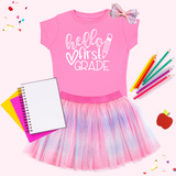 Hello First Grade S/S Raspberry Tee, Sweet Wink, 1st Day of School, 1st Grade Day, Back to School, First Day of School, First Grade Tee, Hello First Grade S/S Raspberry Tee, JAN23, Preschool,