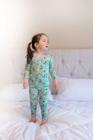 Little Sleepies Puppy Love Bamboo 2pc Pajama Set - Aqua, Little Sleepies, Bamboo Pajama, Bamboo Pajama Set, Bamboo Pajamas, CM22, Little Sleepies, Little Sleepies Bamboo, Little Sleepies Paja