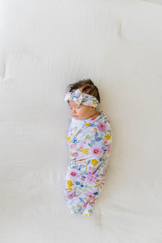 Little Sleepies Bella Blooms Swaddle & Headband Gift Set, Little Sleepies, CM22, Little Sleepies, Little Sleepies Bamboo, Little Sleepies Bamboo Swaddle & Headband Set, Little Sleepies Bella 